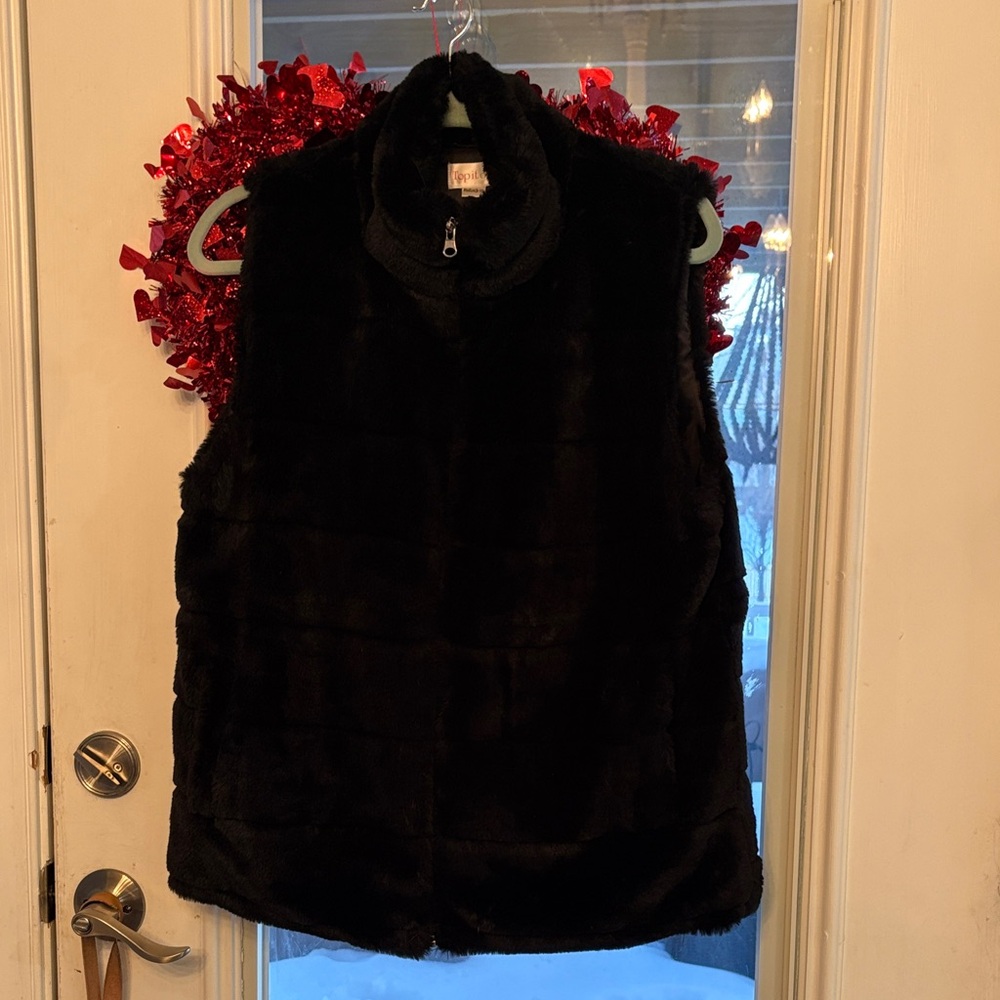 Black Faux Fur Vest never worn